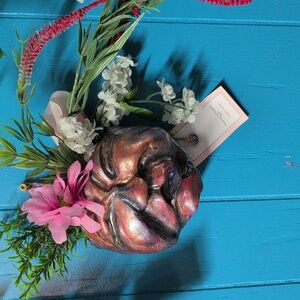 Artistic Face Planter with Pink and Green Accents